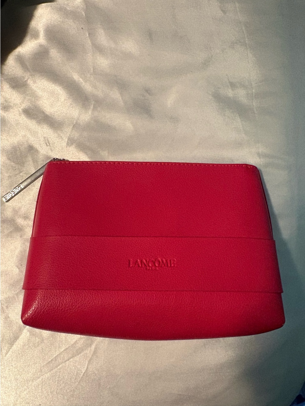Red/pink Lancôme Leather Cosmetic Pouch